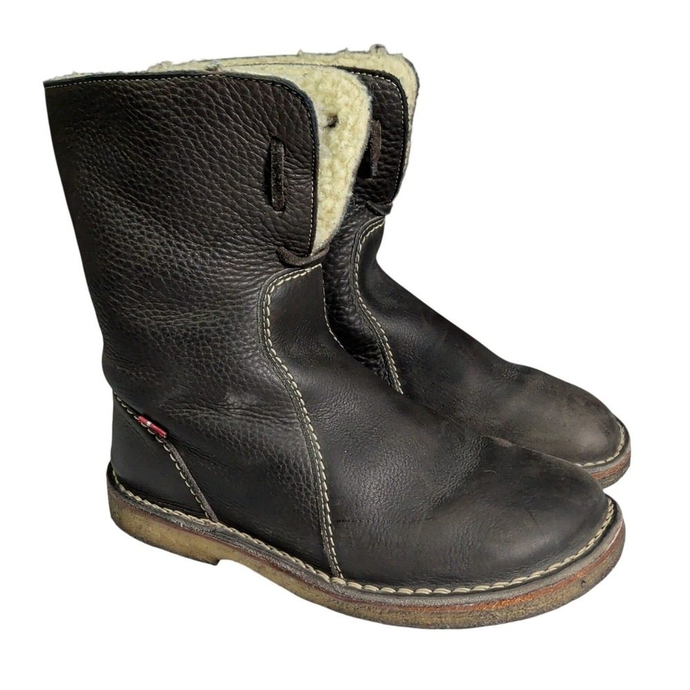 Duckfeet Arhus Boots Womens Size US 10 EU 41 Black Leather Wool Lined Bohemian